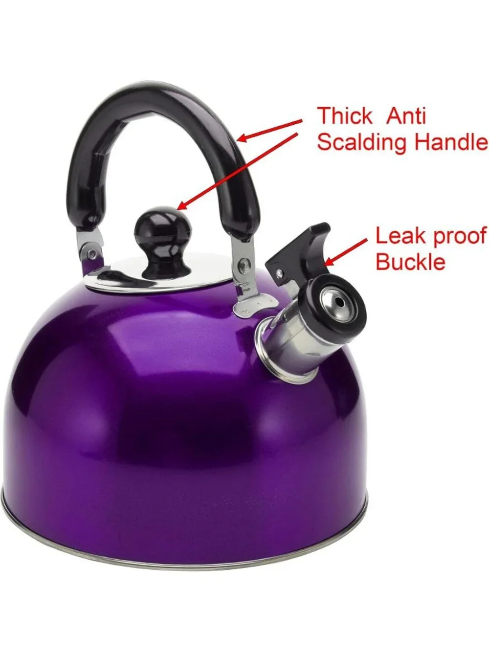 Purple Kitchen Cookware Whistling Tea Kettle 2.7QT Stainless Steel Tea Kettle
